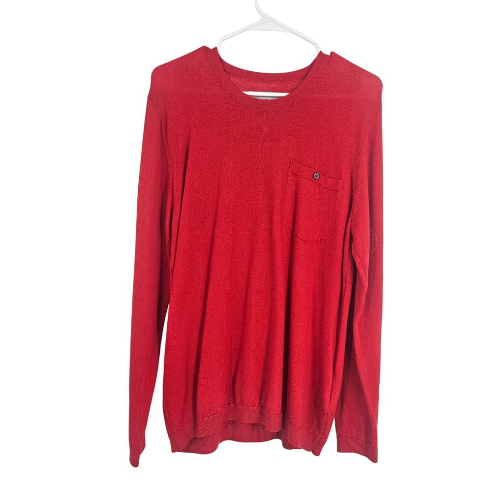 Outerknown Mens Sweater Red Merino Wool Crewneck Long Sleeve Pullover Size M